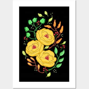 Yellow Roses Floral Posters and Art